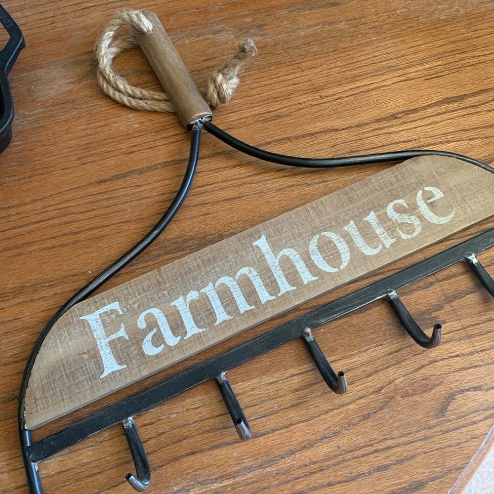 Farmhouse Wooden Wall Hook Rack - Rustic Brown